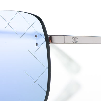 Chanel Shield Runway Sunglasses 4215 Silver Blue Mirror 7 of 10