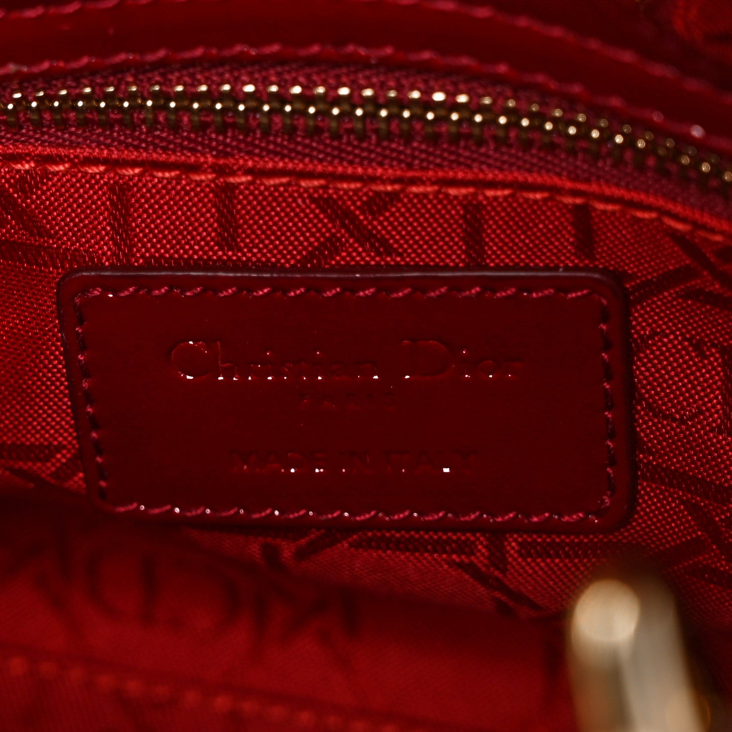 Patent Cannage Mini Lady Dior Red