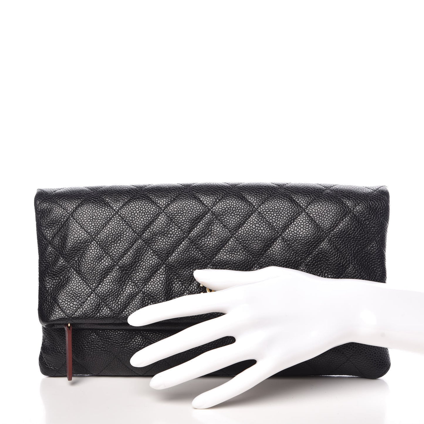 Caviar Quilted CC Beauty Clutch Black