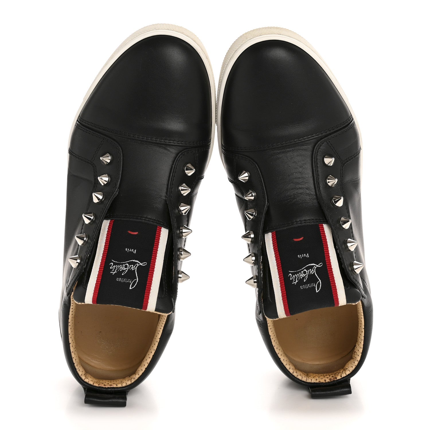 Christian Louboutin Calfskin Fique A Vontade Flat Sneakers 38.5 Black 2 of 12