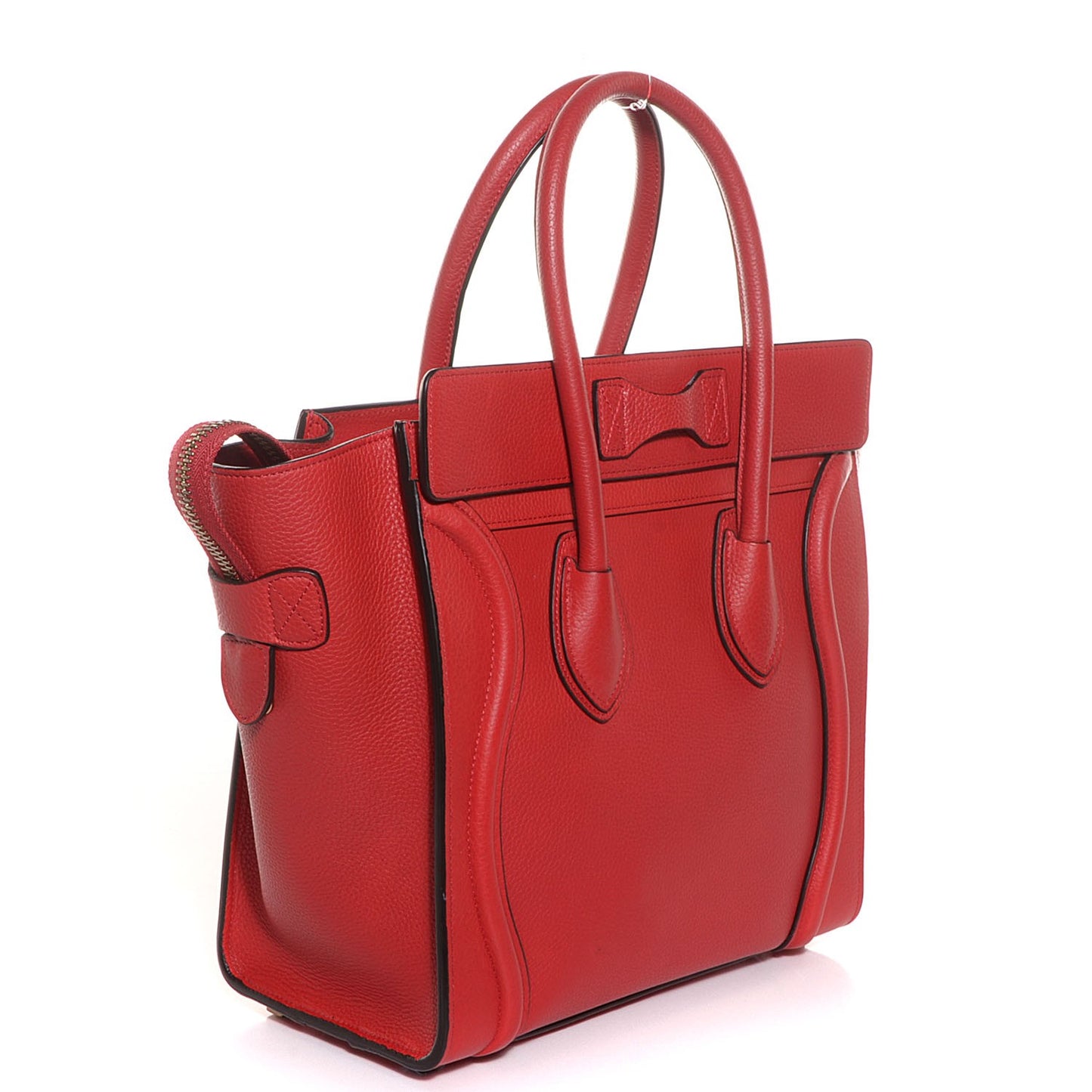 Drummed Calfskin Micro Luggage Coquelicot