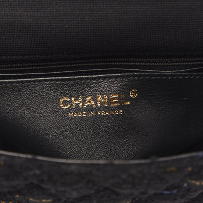 Chanel Tweed Quilted Mini 2.55 Reissue Flap Black Gold Navy 6 of 10