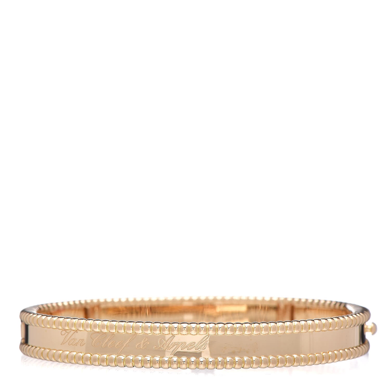 Van Cleef & Arpels 18K Yellow Gold Perlee Signature Bangle Bracelet M 3 of 4