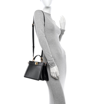 Fendi Vitello King Luxor Shiny Nappa Medium Peekaboo I SEE U East West Satchel Black Light Rose 2 of 9