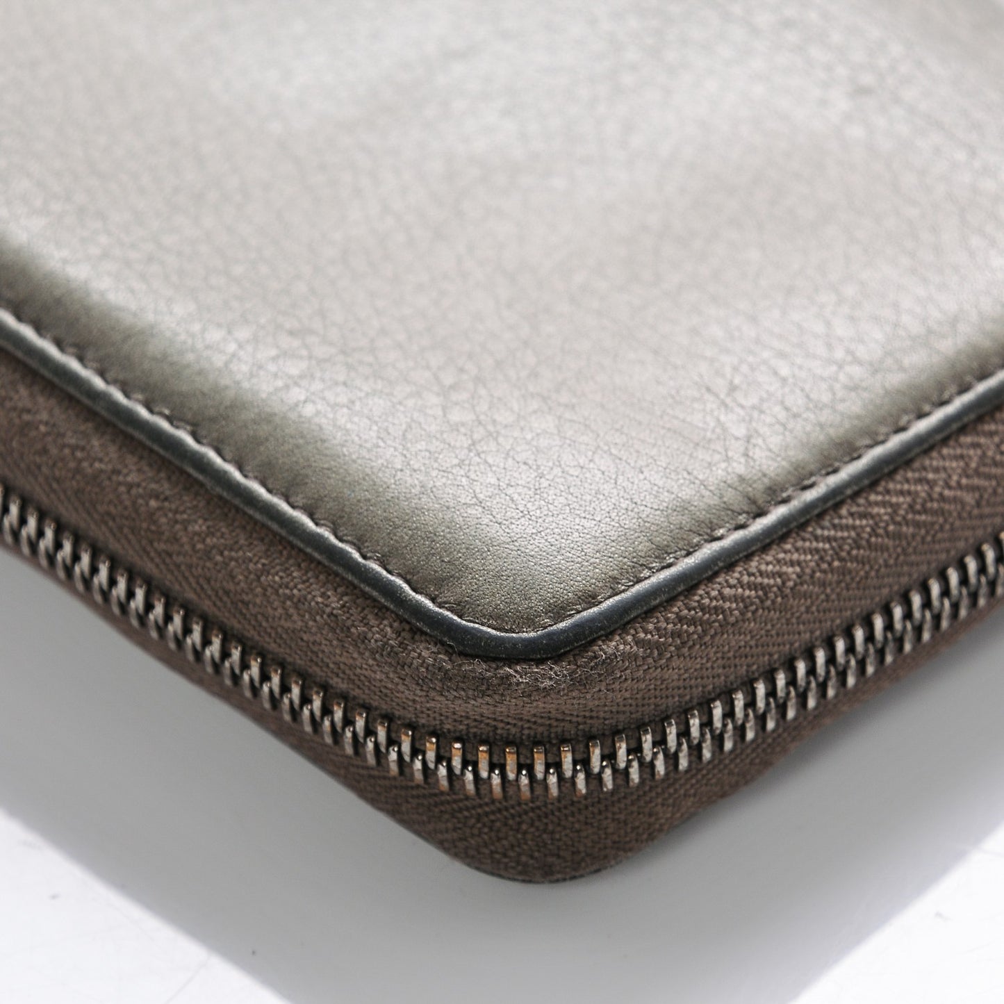 Metallic Pebbled Calfskin Soho Zip Around Wallet Sasso