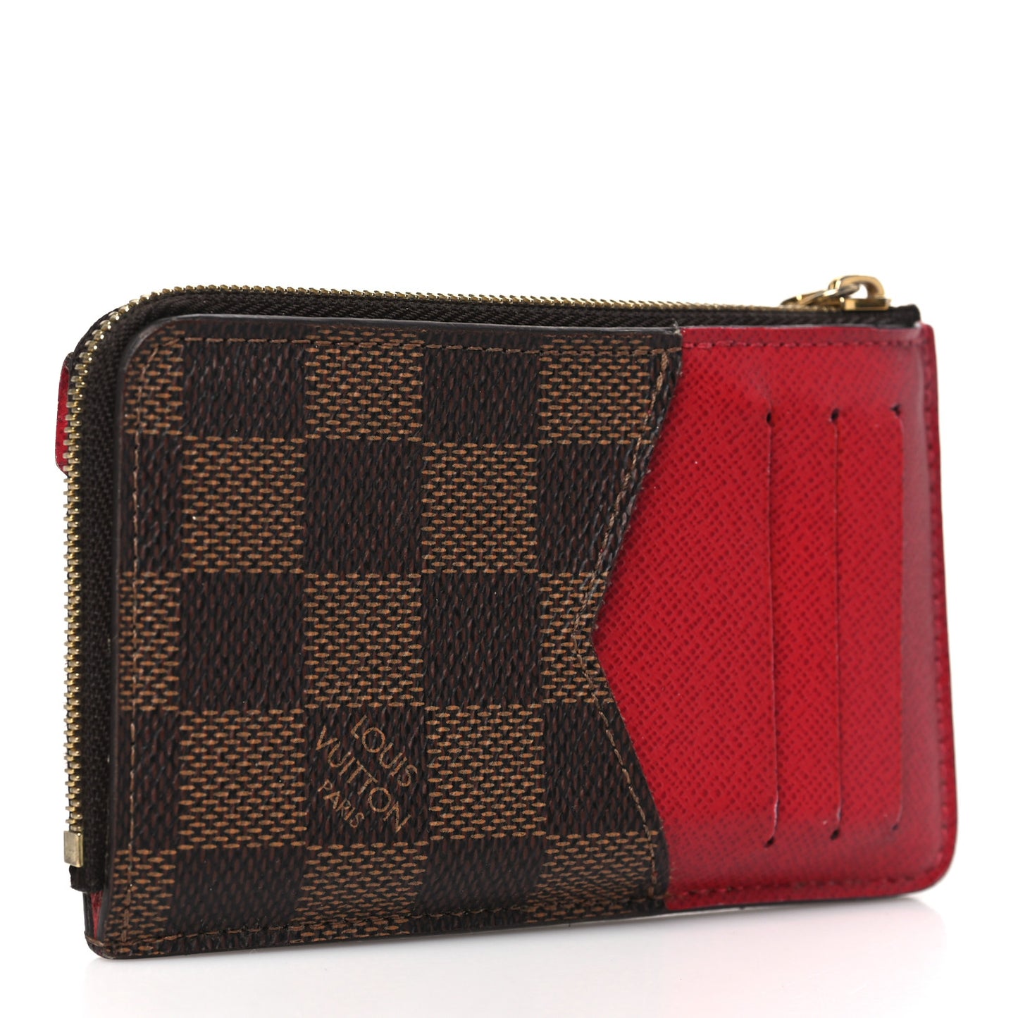 Damier Ebene Recto Verso Card Holder Red