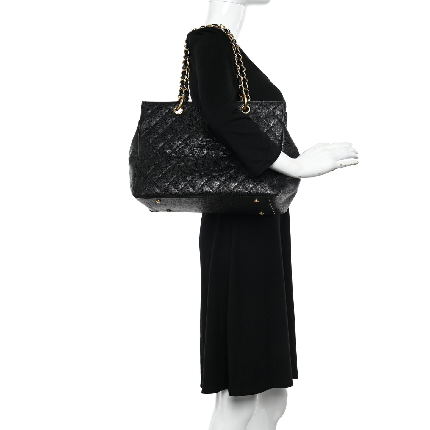 Caviar Quilted Grand Timeless Tote GTT Black