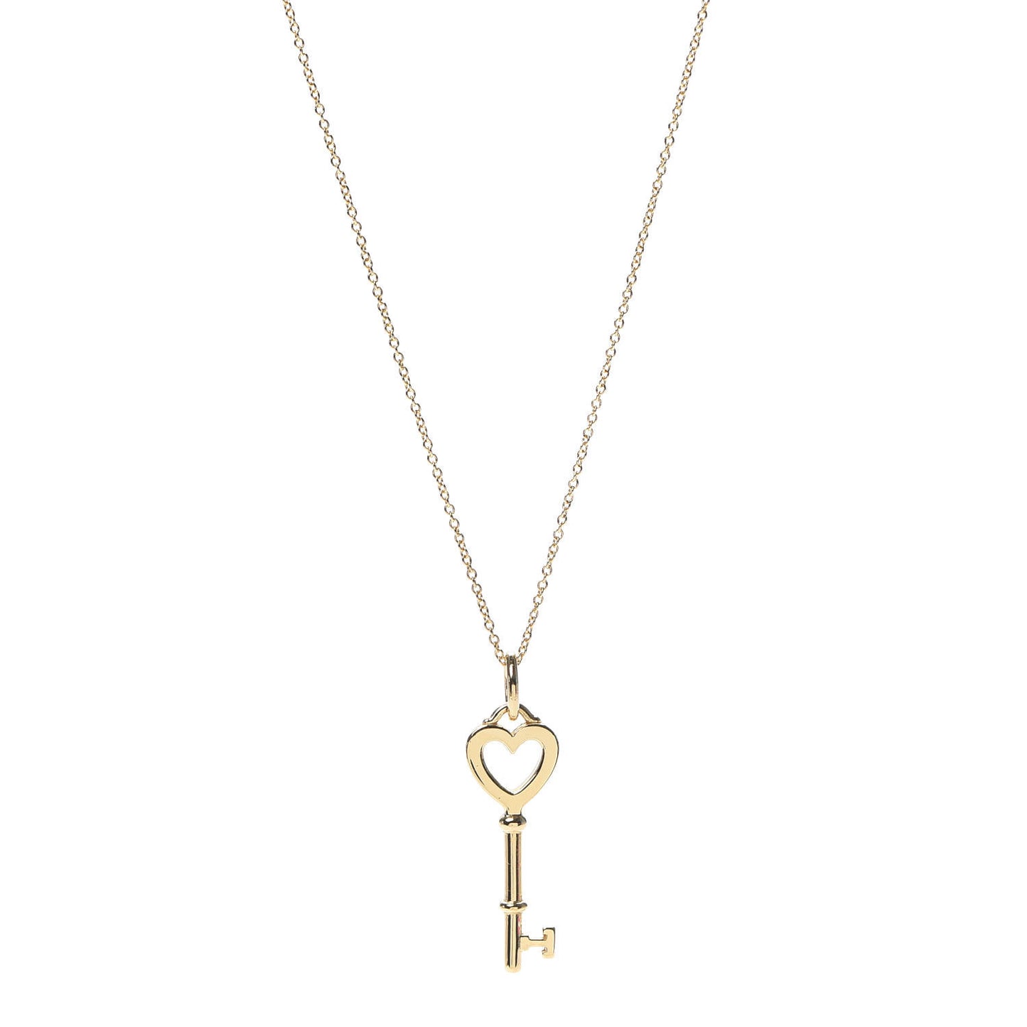 18K Yellow Gold Mini Heart Key Pendant Necklace