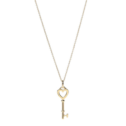 Tiffany 18K Yellow Gold Mini Heart Key Pendant Necklace 1 of 6
