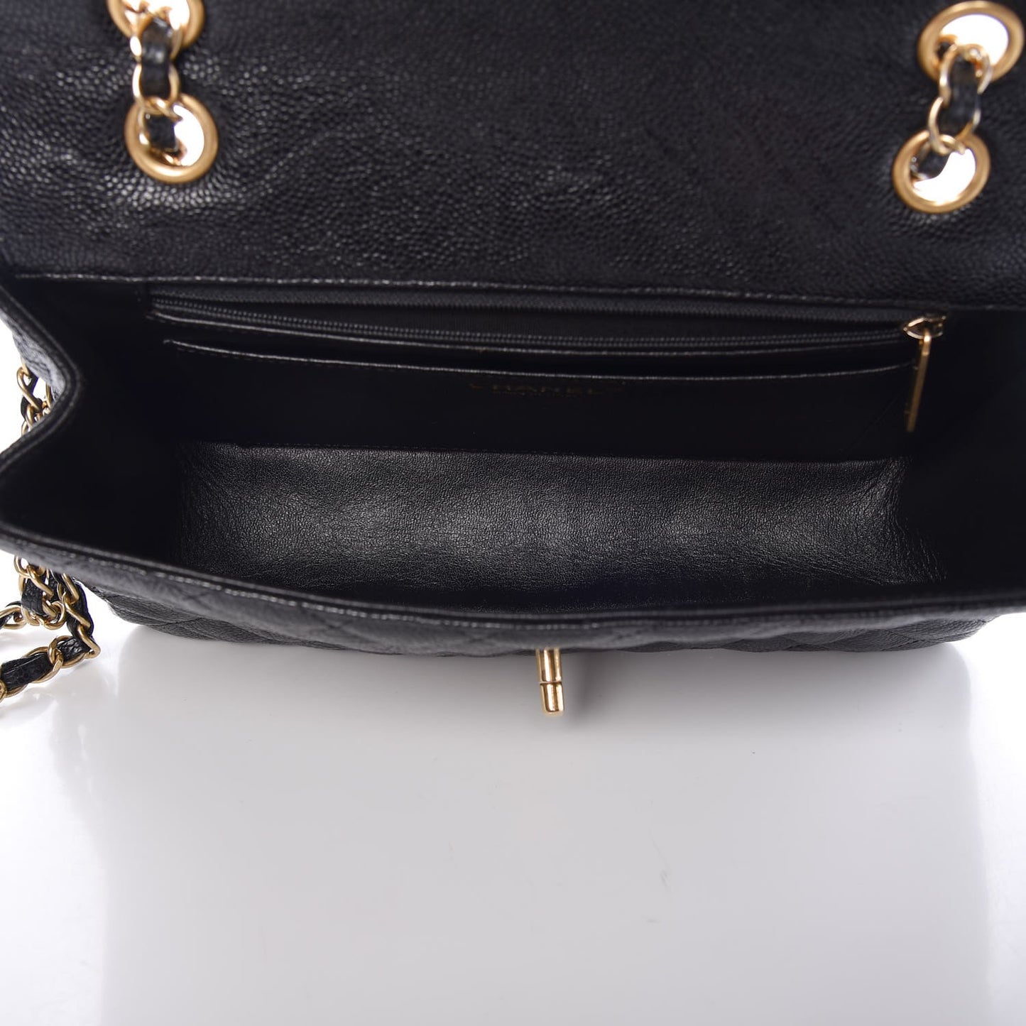 Crumpled Grained Calfskin Flap Black