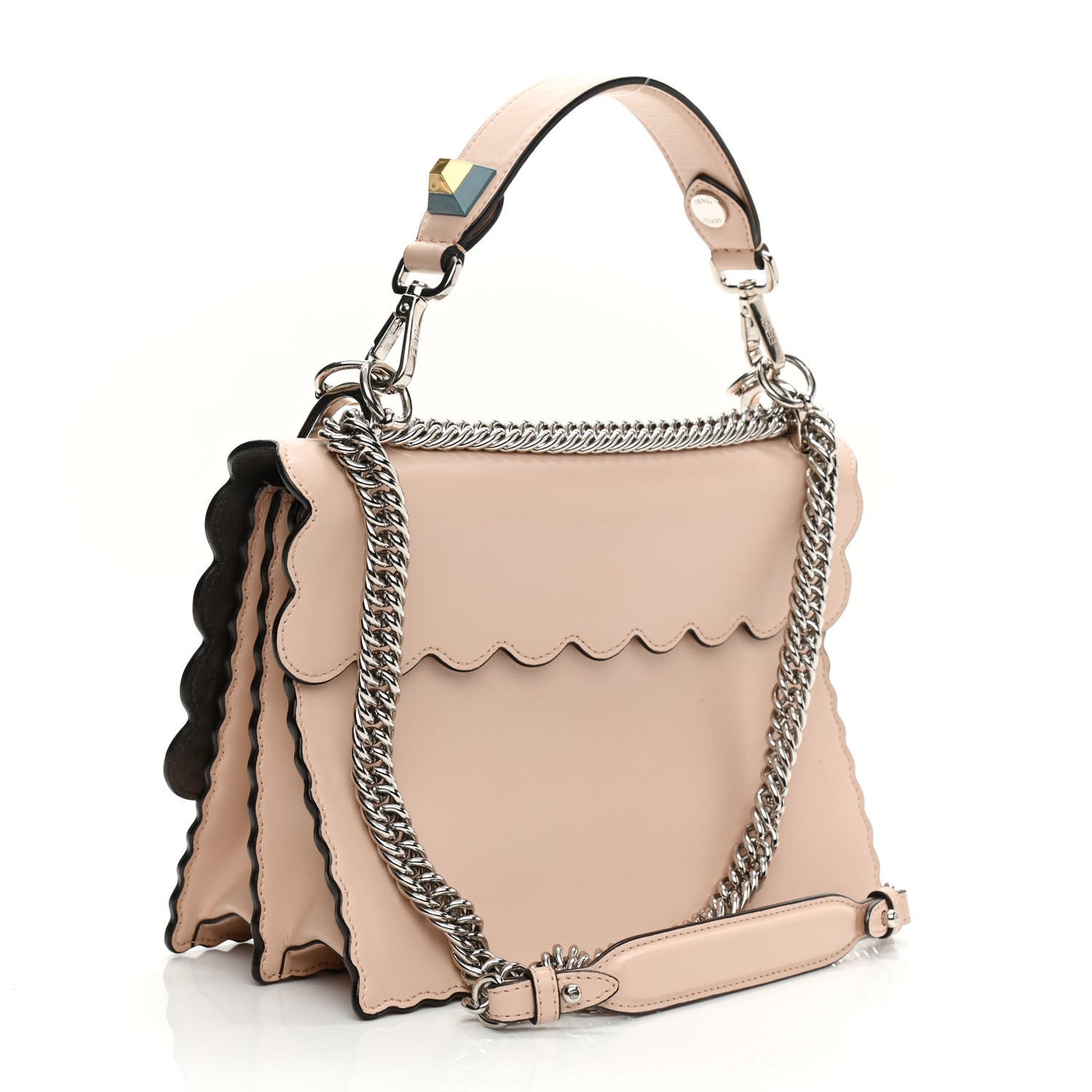 Vitello Liberty Scalloped Studded Kan I Shoulder Bag Plaster