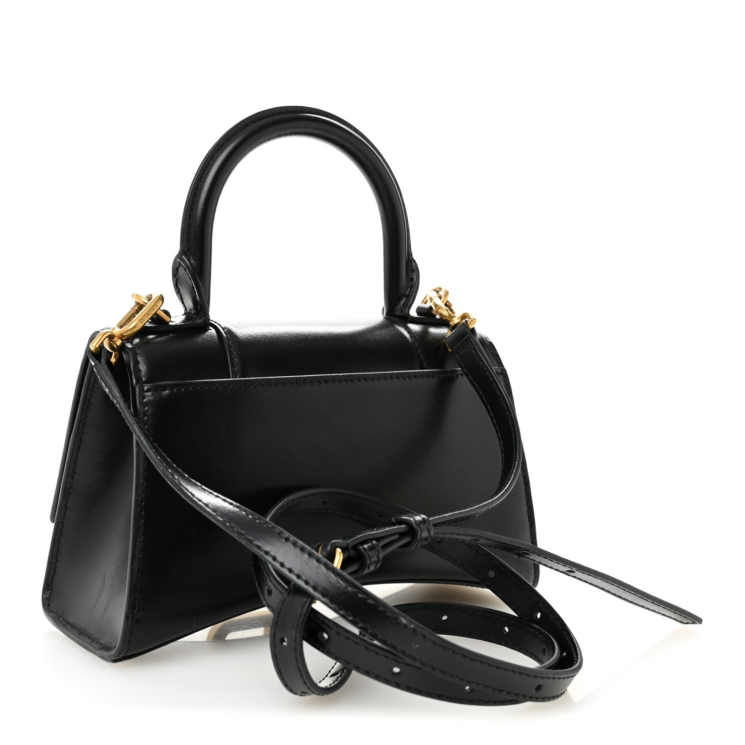 Balenciaga Shiny Box Calfskin Hourglass Top Handle Bag XS Black 3 of 10
