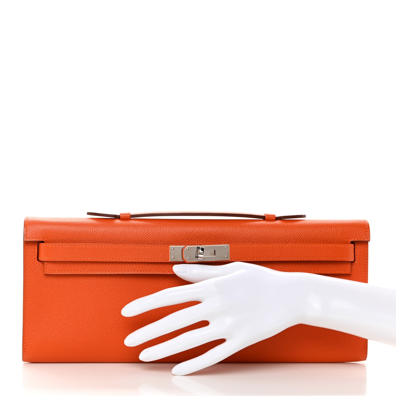 Hermes Epsom Kelly Cut Clutch Pochette Orange 2 of 7