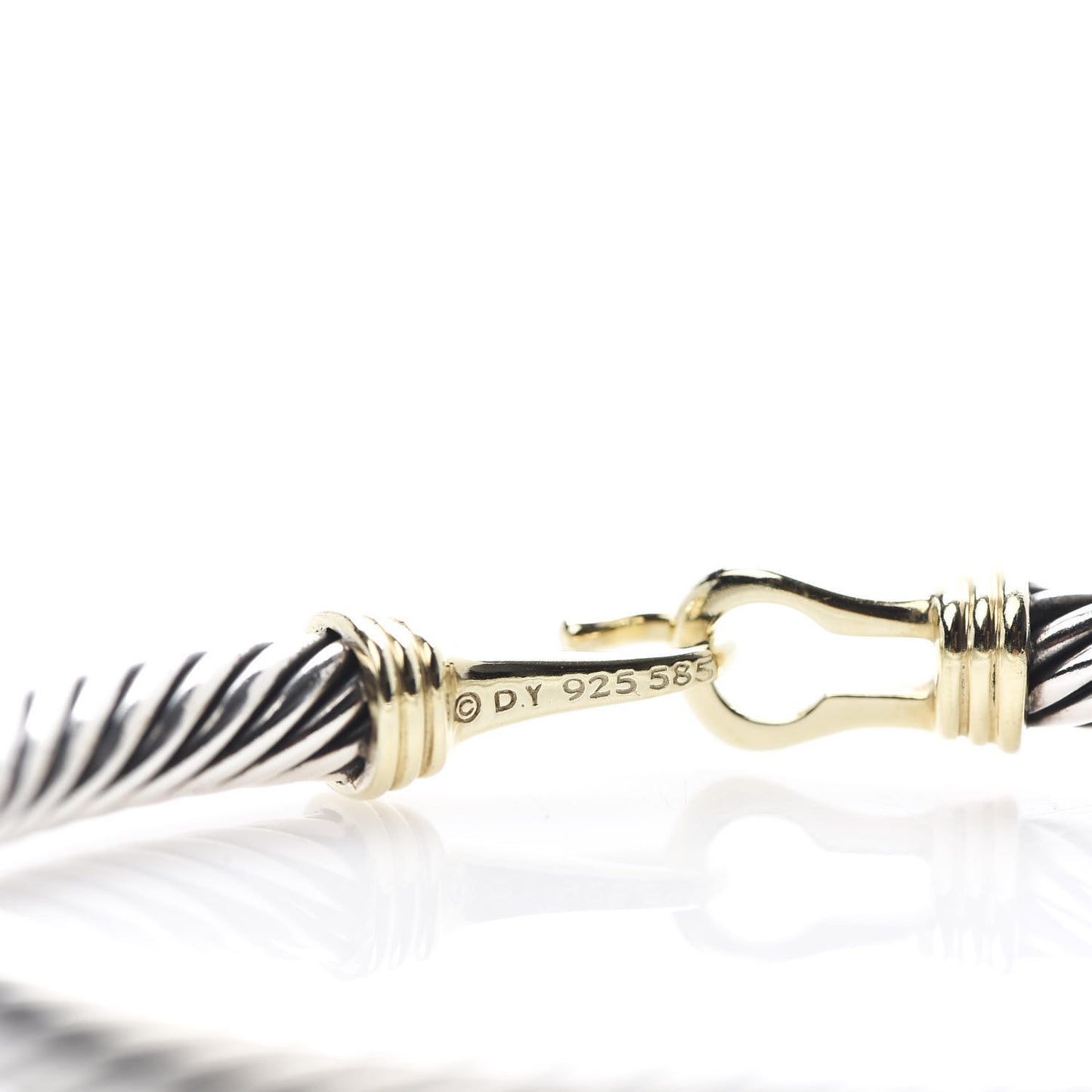 Sterling Silver 14K Yellow Gold 5mm Cable Classic Buckle Bracelet
