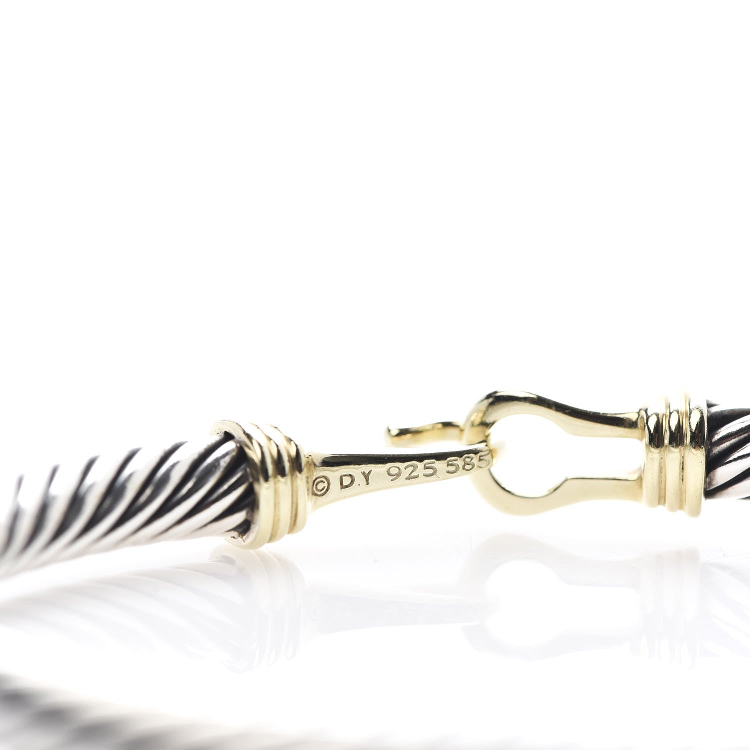 David Yurman Sterling Silver 14K Yellow Gold 5mm Cable Classic Buckle Bracelet 4 of 4