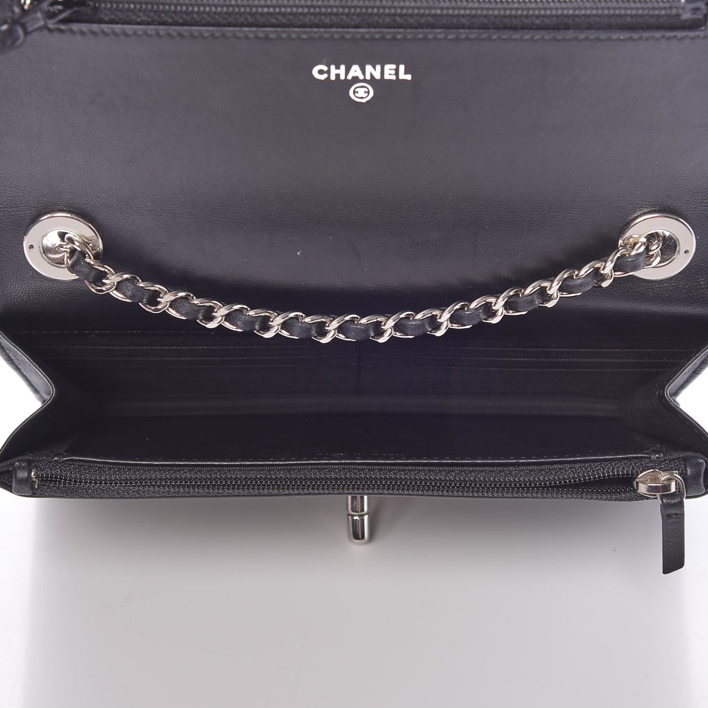 Lambskin Quilted Trendy CC Wallet On Chain WOC Black