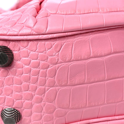 Balenciaga Extra Supple Calfskin Crocodile Embossed Small Le Cagole Shoulder Bag Sweet Pink 12 of 13