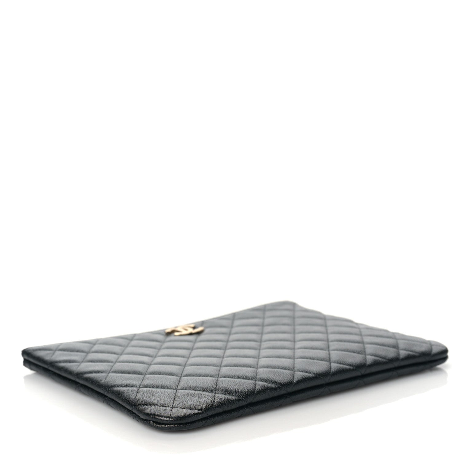 Chanel Caviar Quilted Studded CC Medium Cosmetic Case Black 7 of 9