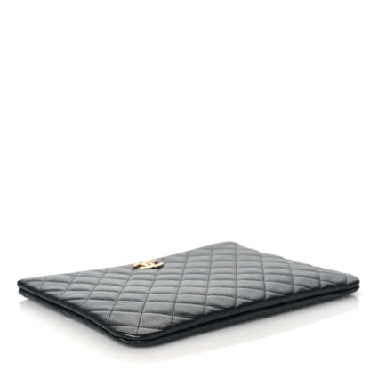 Chanel Caviar Quilted Studded CC Medium Cosmetic Case Black 7 of 9