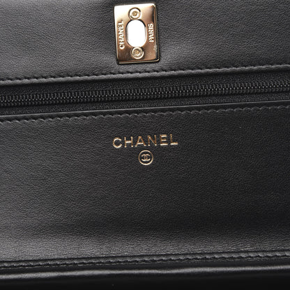 Chanel Velvet Quilted Pearl Crush Wallet On Chain WOC Black 6 of 12