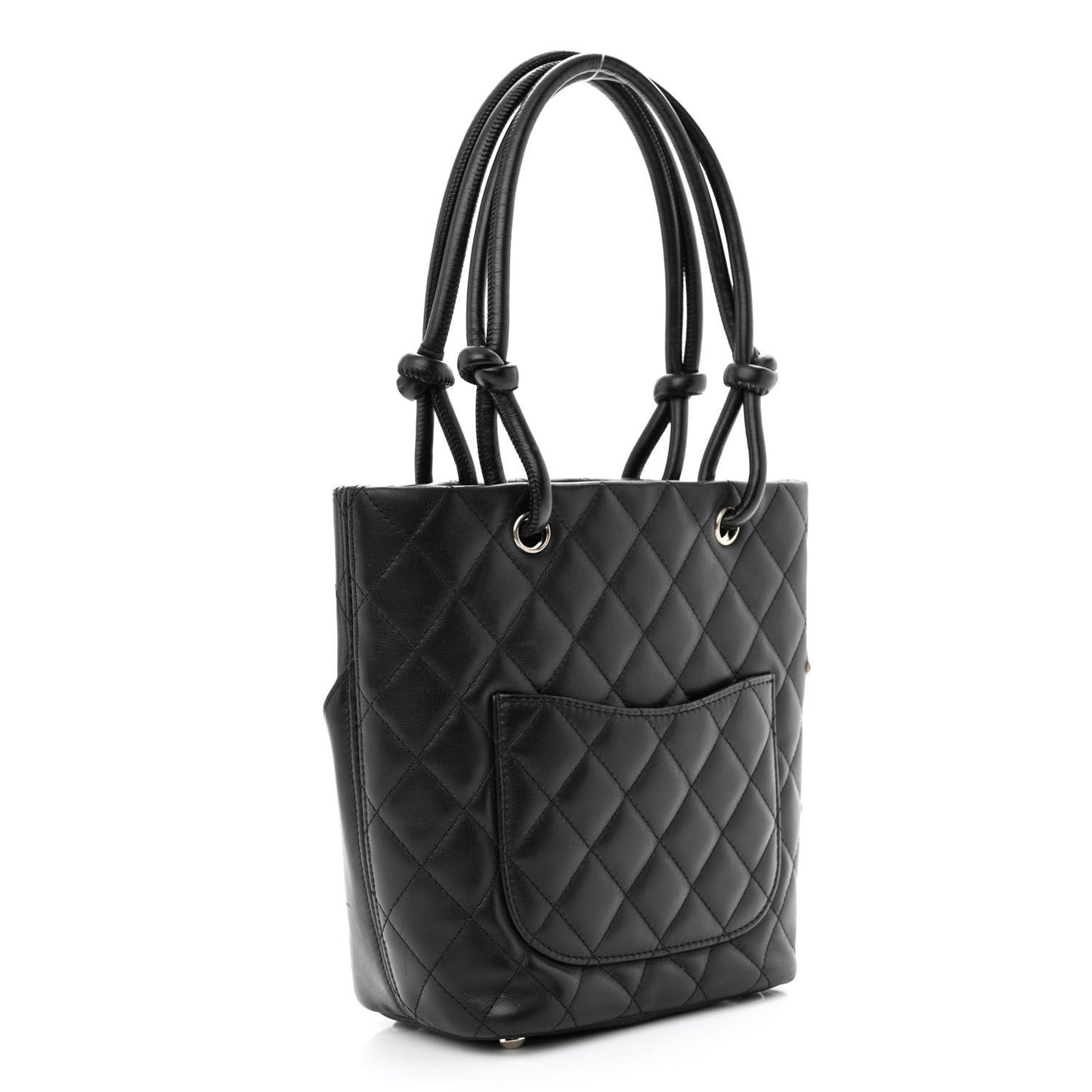 Calfskin Quilted Small Cambon Tote Black White