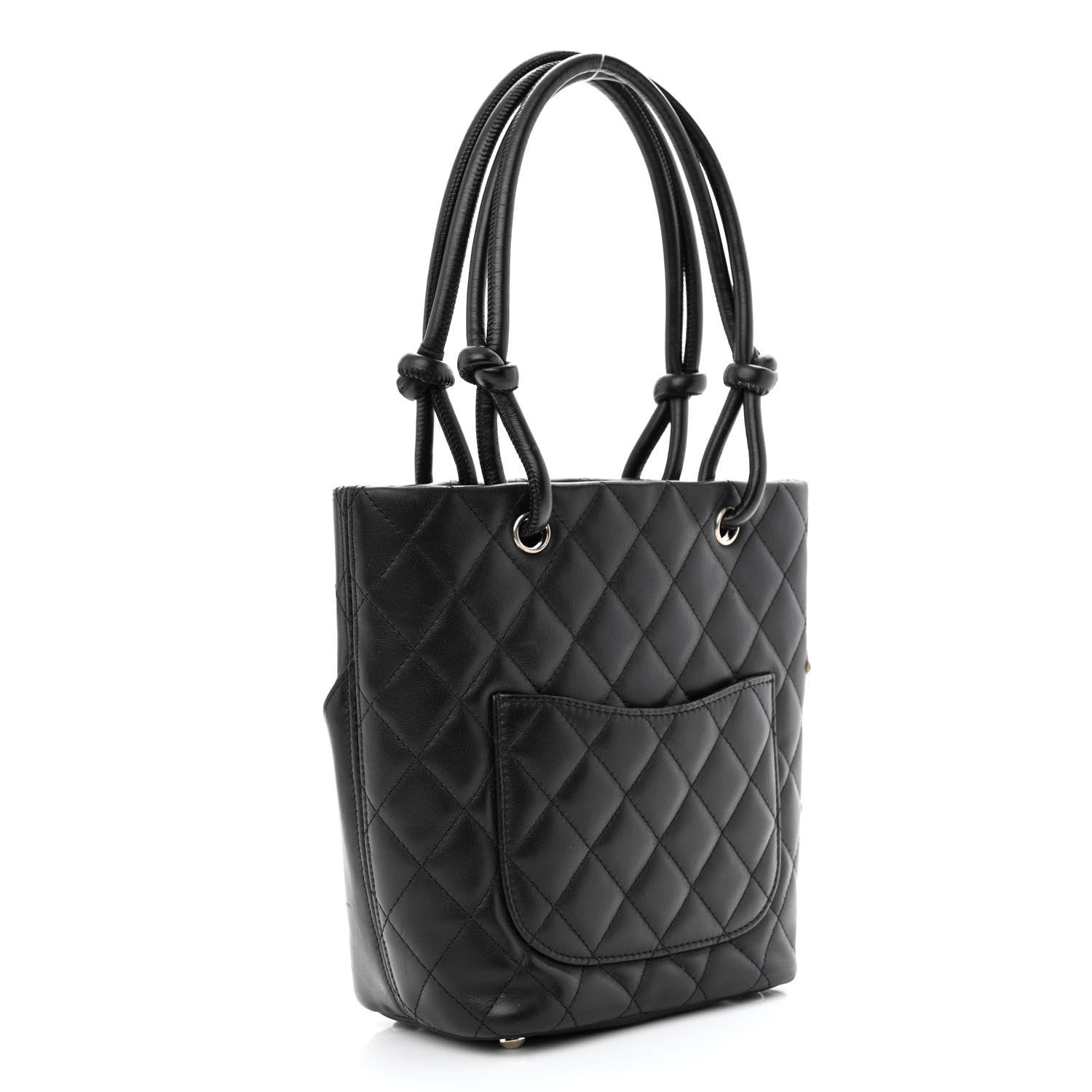 Chanel Calfskin Quilted Small Cambon Tote Black White 3 of 10