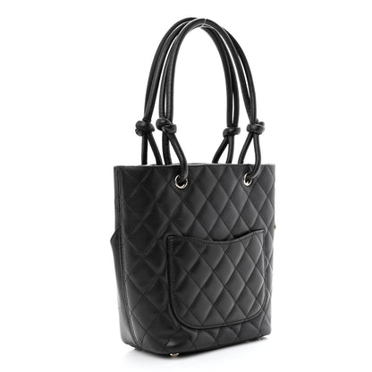 Chanel Calfskin Quilted Small Cambon Tote Black White 3 of 10