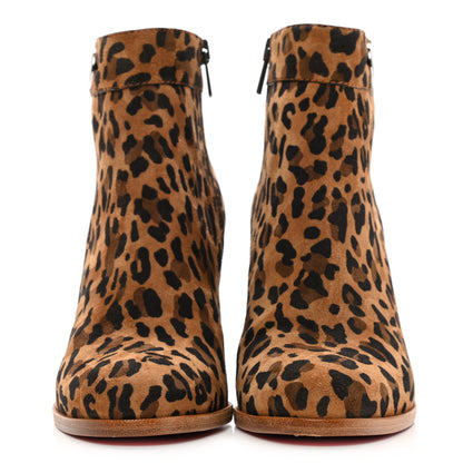 Christian Louboutin Veau Velours Rio Leopard Print Janis 85 Booties 39 Caramel 3 of 11