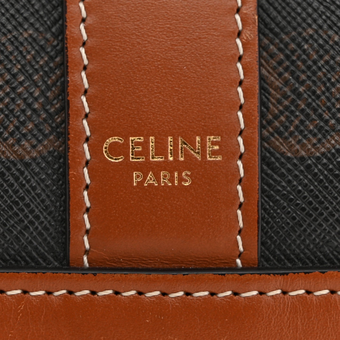 Triomphe Canvas Calfskin Medium Bucket Bag Tan