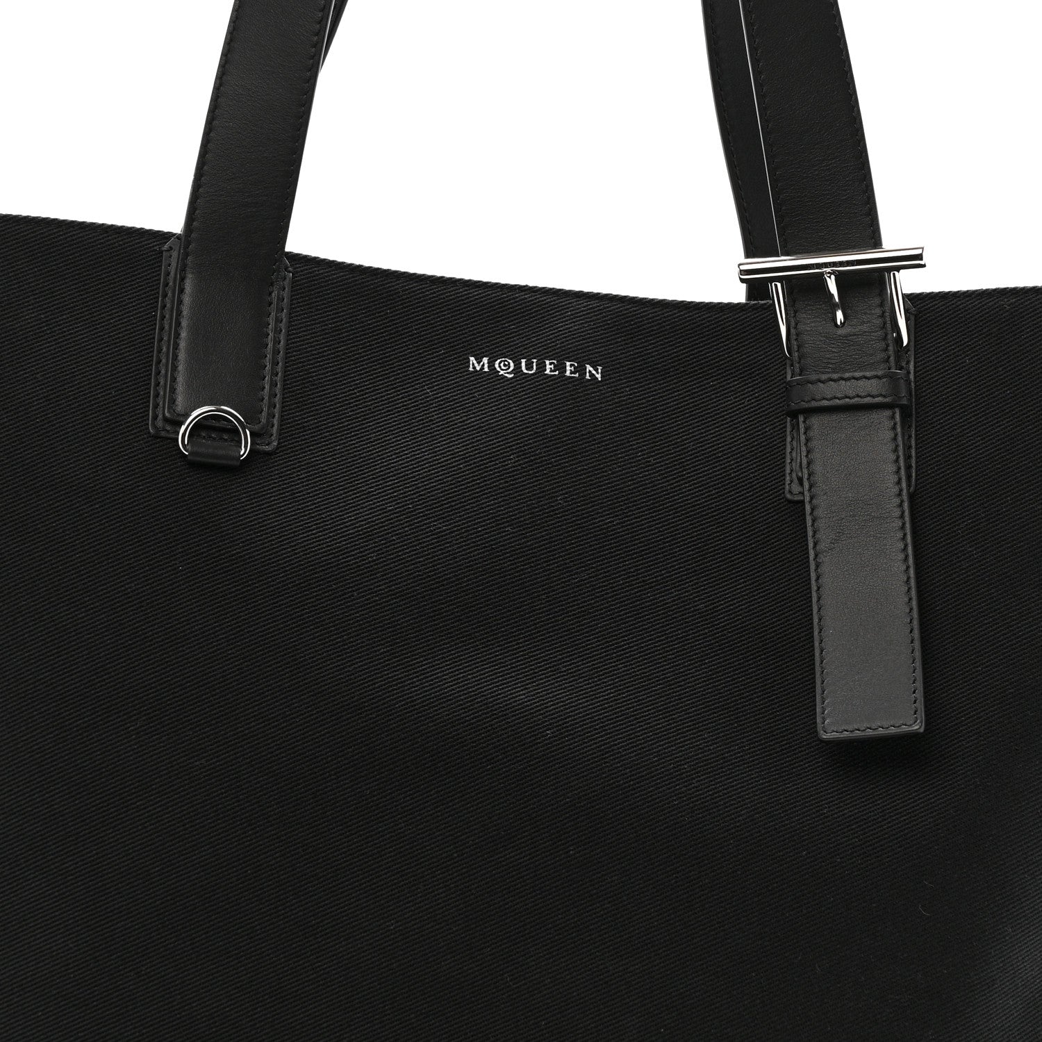 Alexander McQueen Canvas Calfskin T-Bar Shopping Bag Black 7 of 12