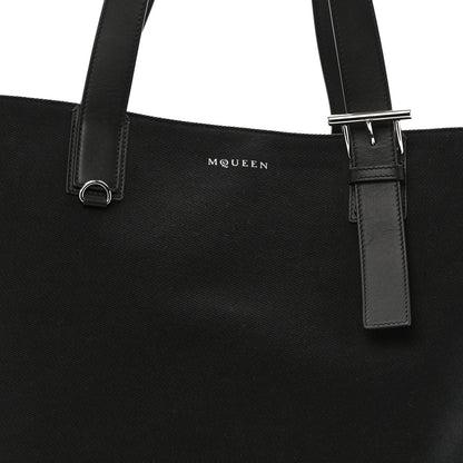 Alexander McQueen Canvas Calfskin T-Bar Shopping Bag Black 7 of 12