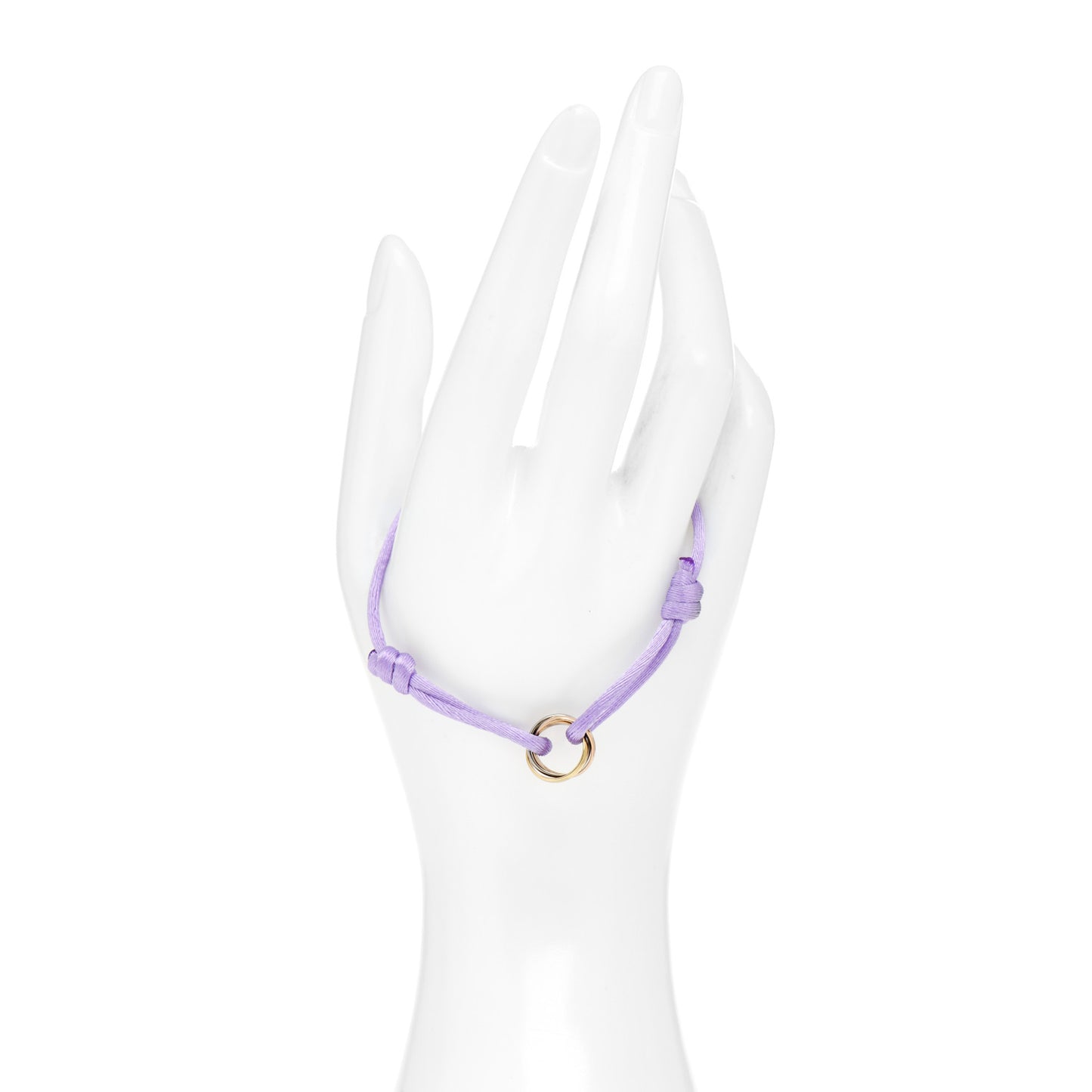 18K Pink Yellow White Gold Trinity Adjustable Cord Bracelet Lilac