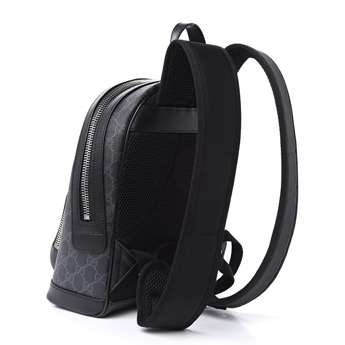 GG Supreme Monogram Appia Calfskin Web Small Day Backpack Black