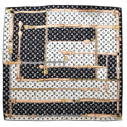Louis Vuitton Silk Monogram Confidential Square Scarf Black 1 of 10