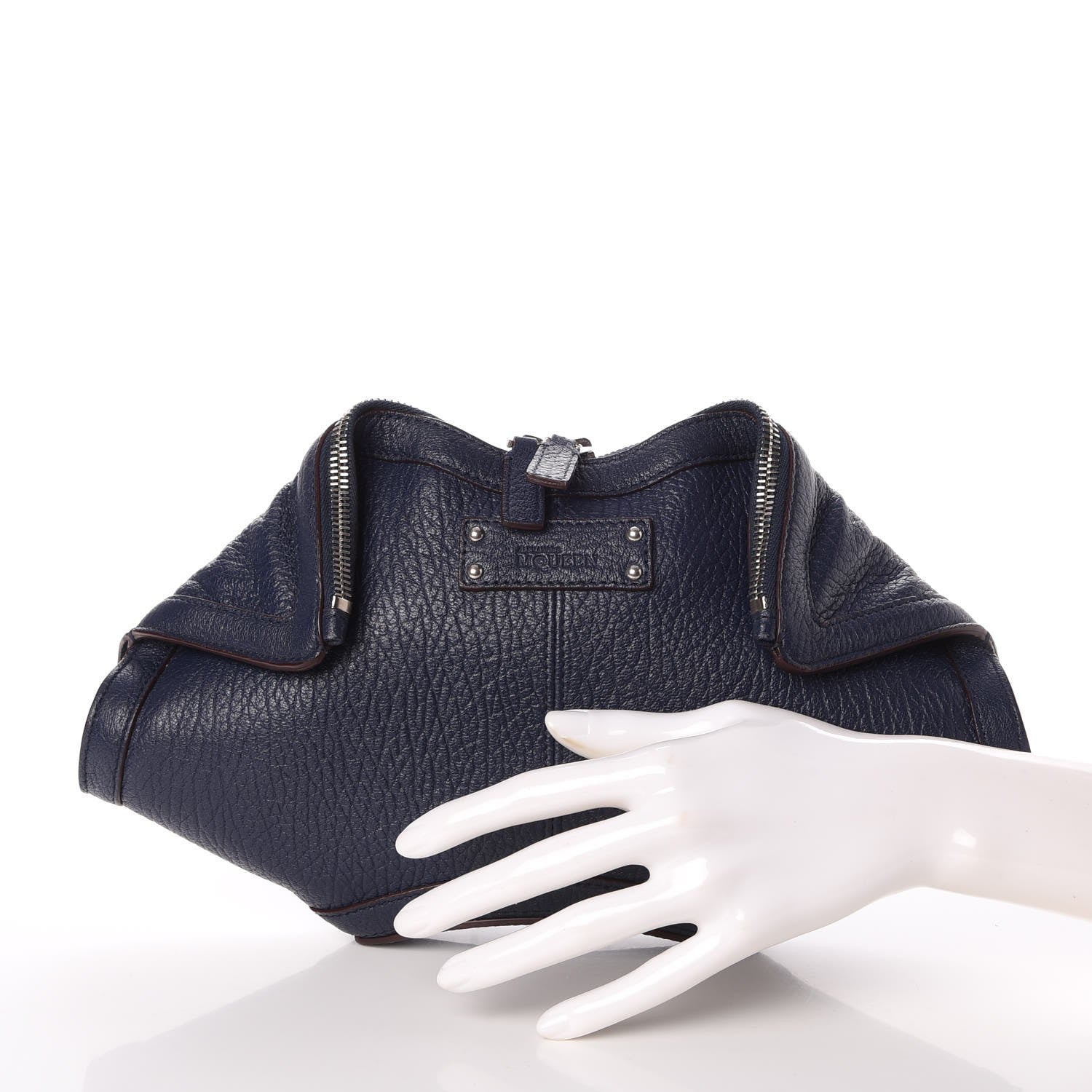 Alexander McQueen Calfskin De Manta Clutch Navy 2 of 7