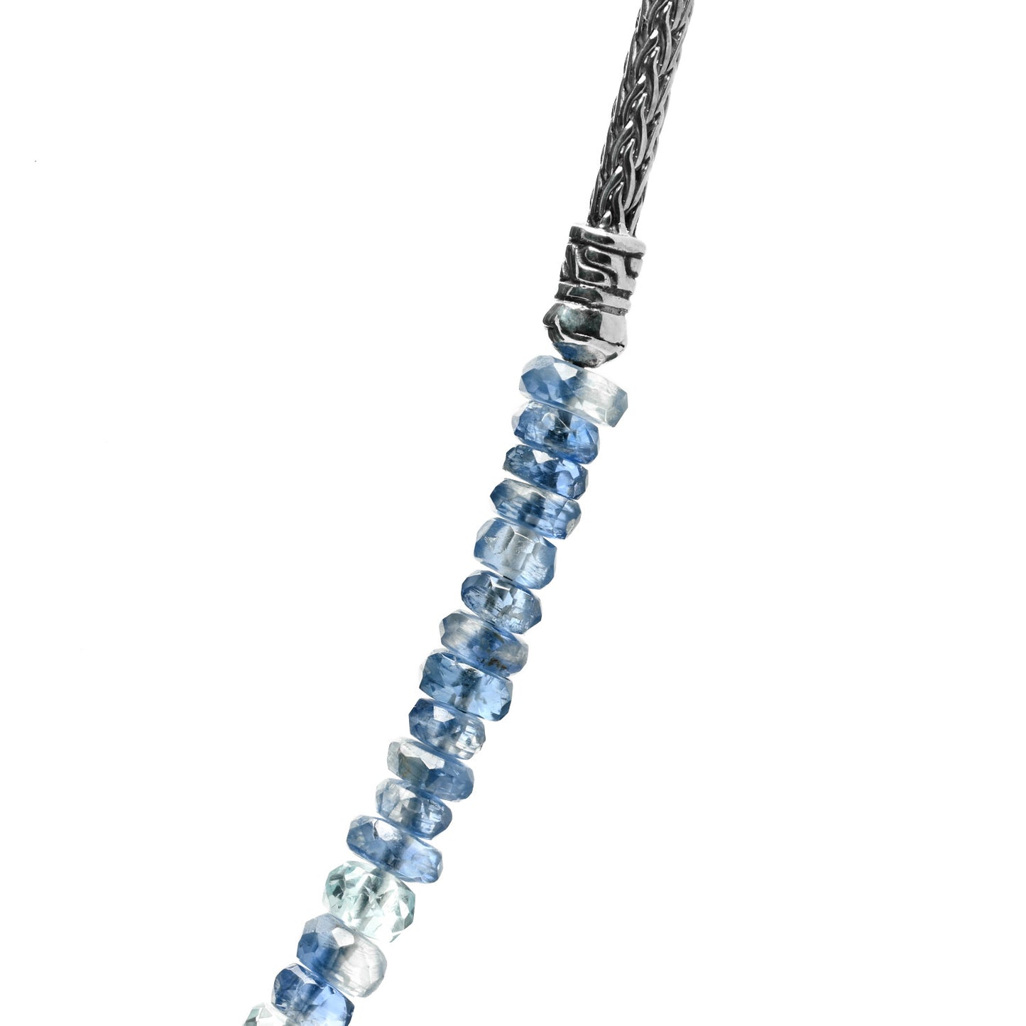 Sterling Silver Aquamarine Kyanite Beaded Station Necklace