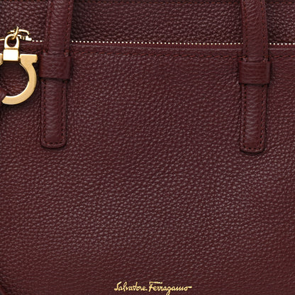 Salvatore Ferragamo Hammered Calfskin Double Handle Small Amy Tote Red 8 of 16