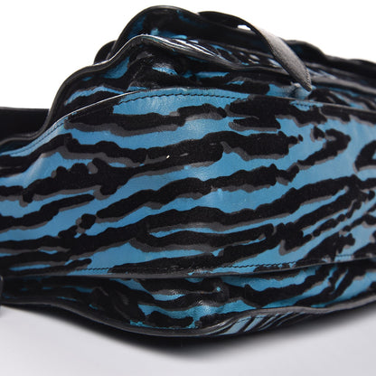 Proenza Schouler Lambskin Velvet Medium Woodgrain PS1 Satchel Teal Black 12 of 17