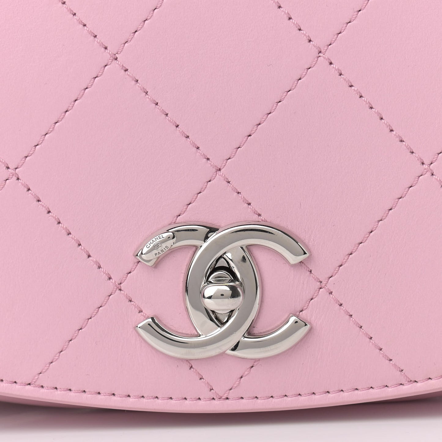 Calfskin Stitched Small Ring My Bag Flap Crossbody Pink