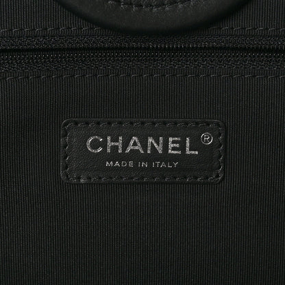 Chanel Canvas Calfskin Striped Medium Deauville Tote Black White 8 of 11