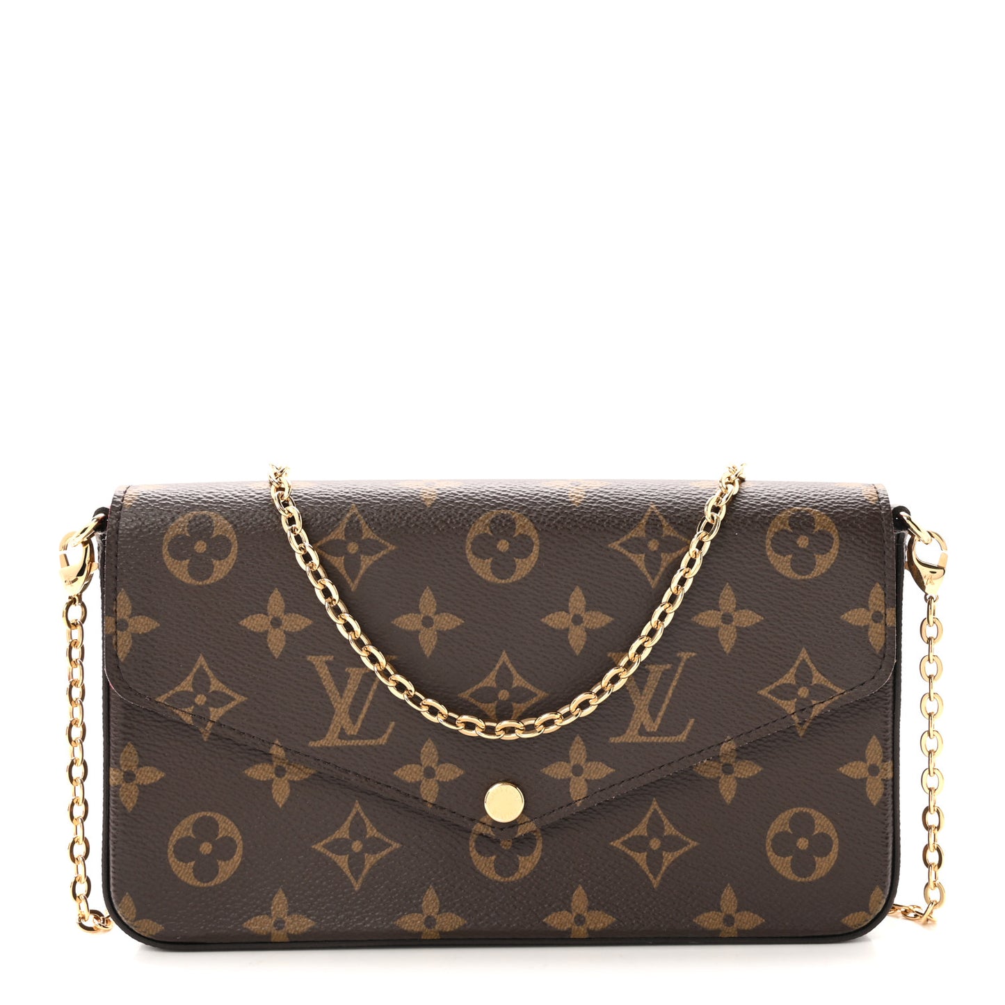 Monogram Pochette Felicie Chain Wallet Fuchsia