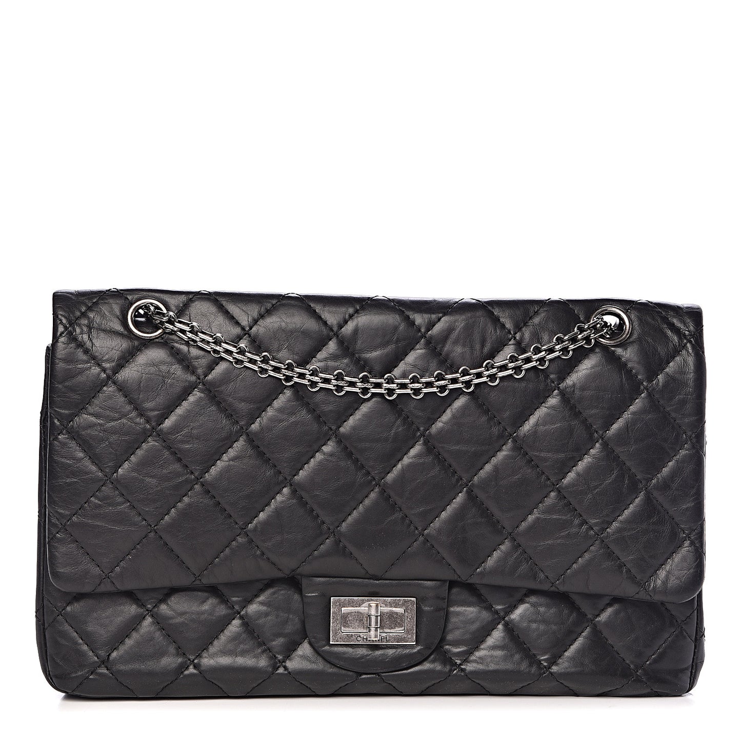 Aged Calfskin Quilted 2.55 Reissue 227 Flap Black