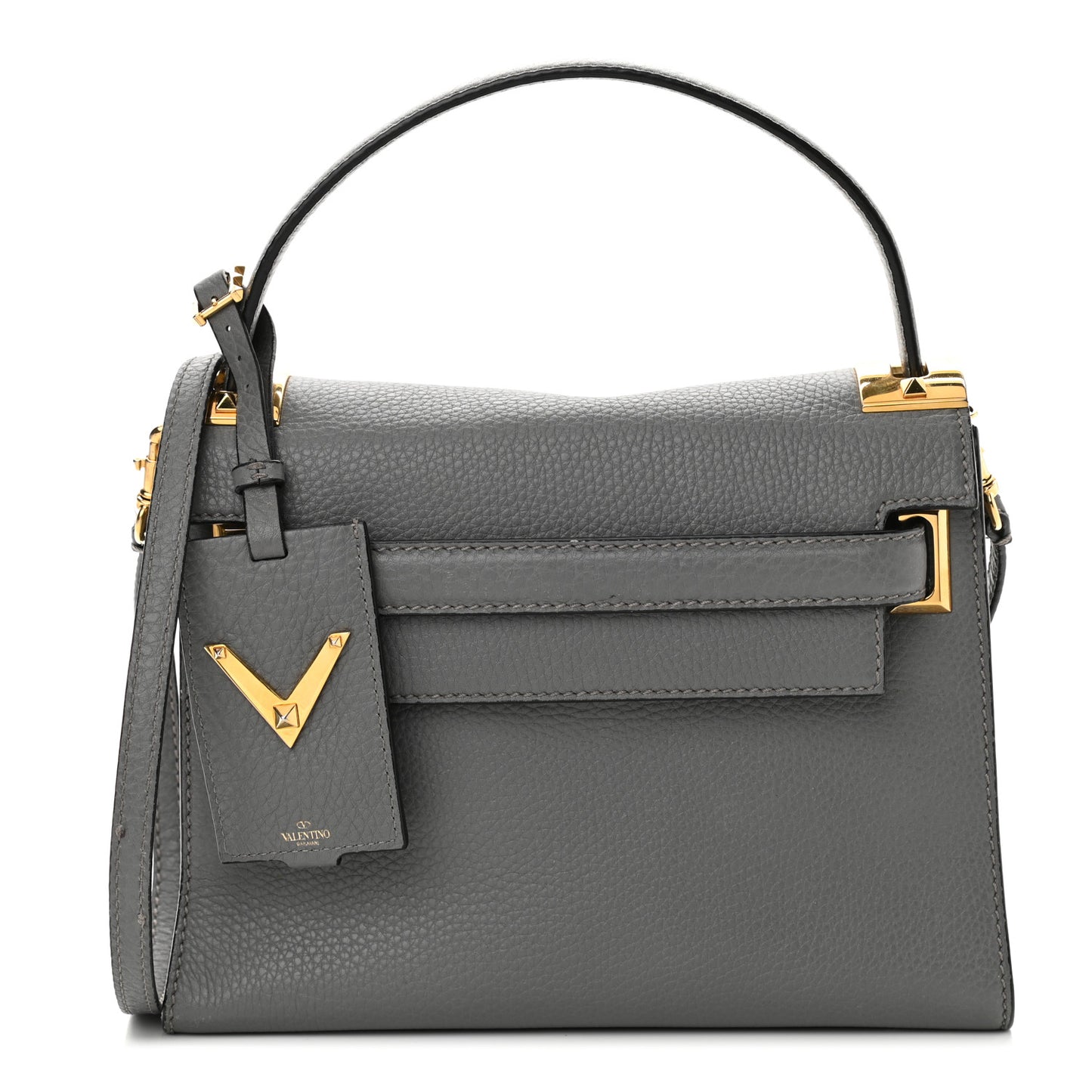Grained Calfskin Small My Rockstud Frame Bag Gray