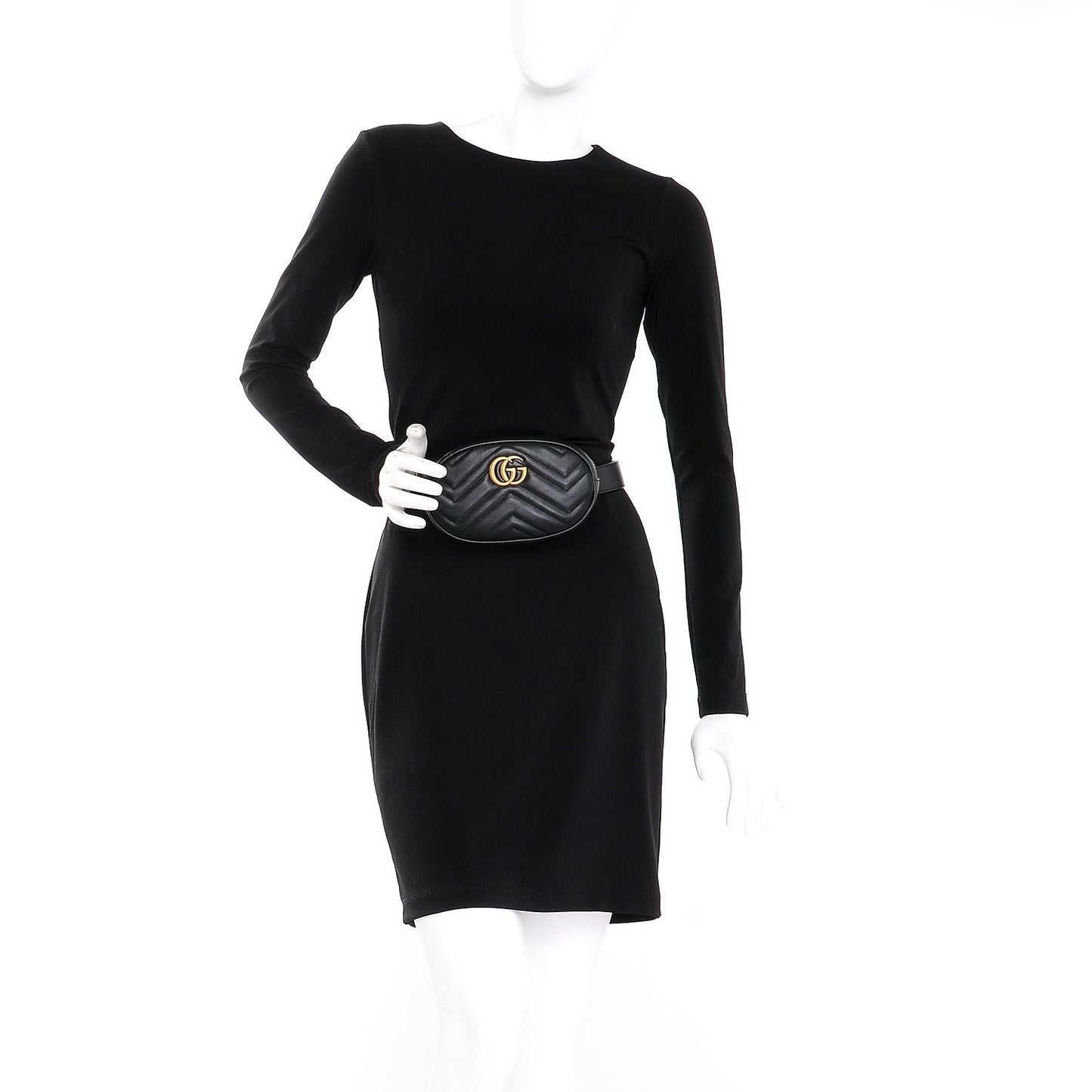 Calfskin Matelasse GG Marmont Belt Bag 85 34 Black