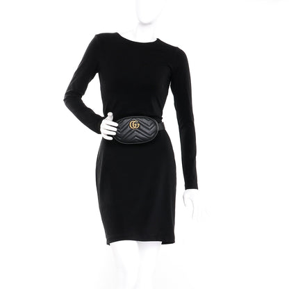 Gucci Calfskin Matelasse GG Marmont Belt Bag 85 34 Black 2 of 9