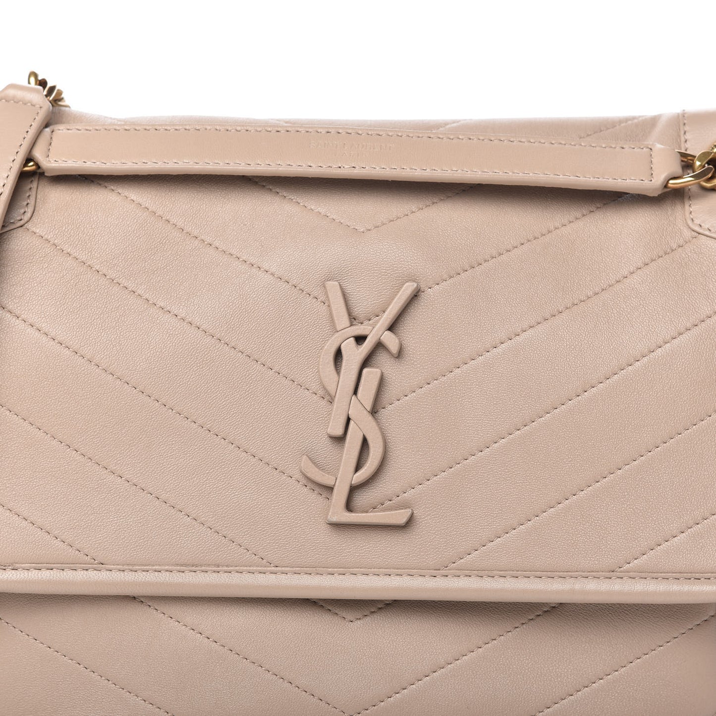 Lambskin Matelasse Monogram Medium Niki Chain Satchel Dark Beige