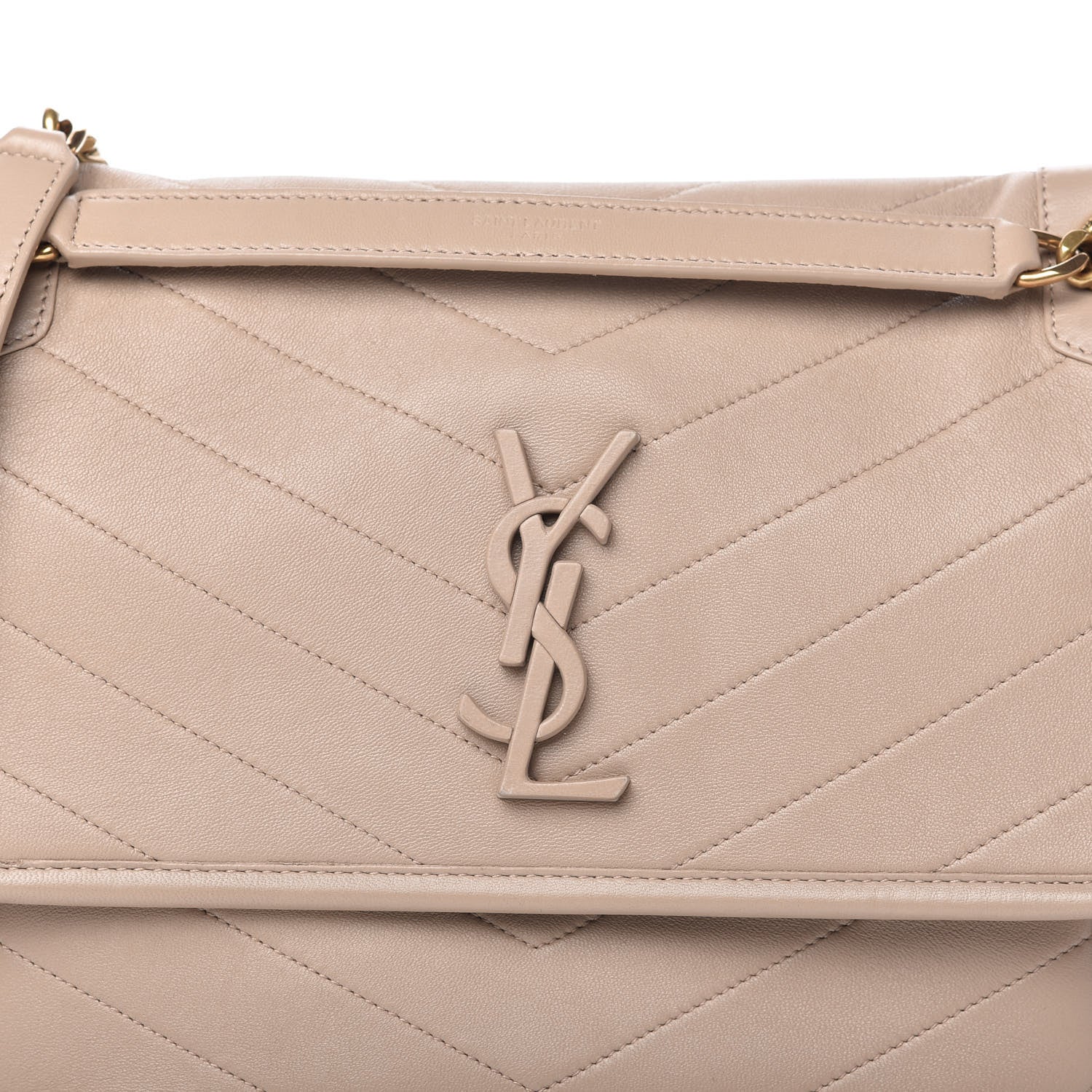 Saint Laurent Lambskin Matelasse Monogram Medium Niki Chain Satchel Dark Beige 10 of 10