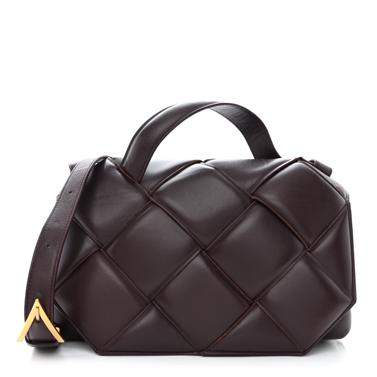 Nappa Intreccio Padded Top Handle Shoulder Bag Grape