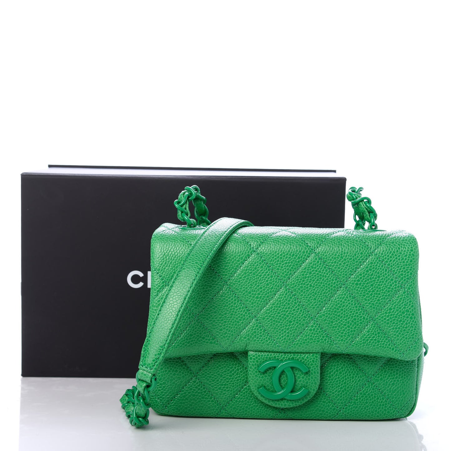 Caviar Quilted Mini Incognito Square Flap Green