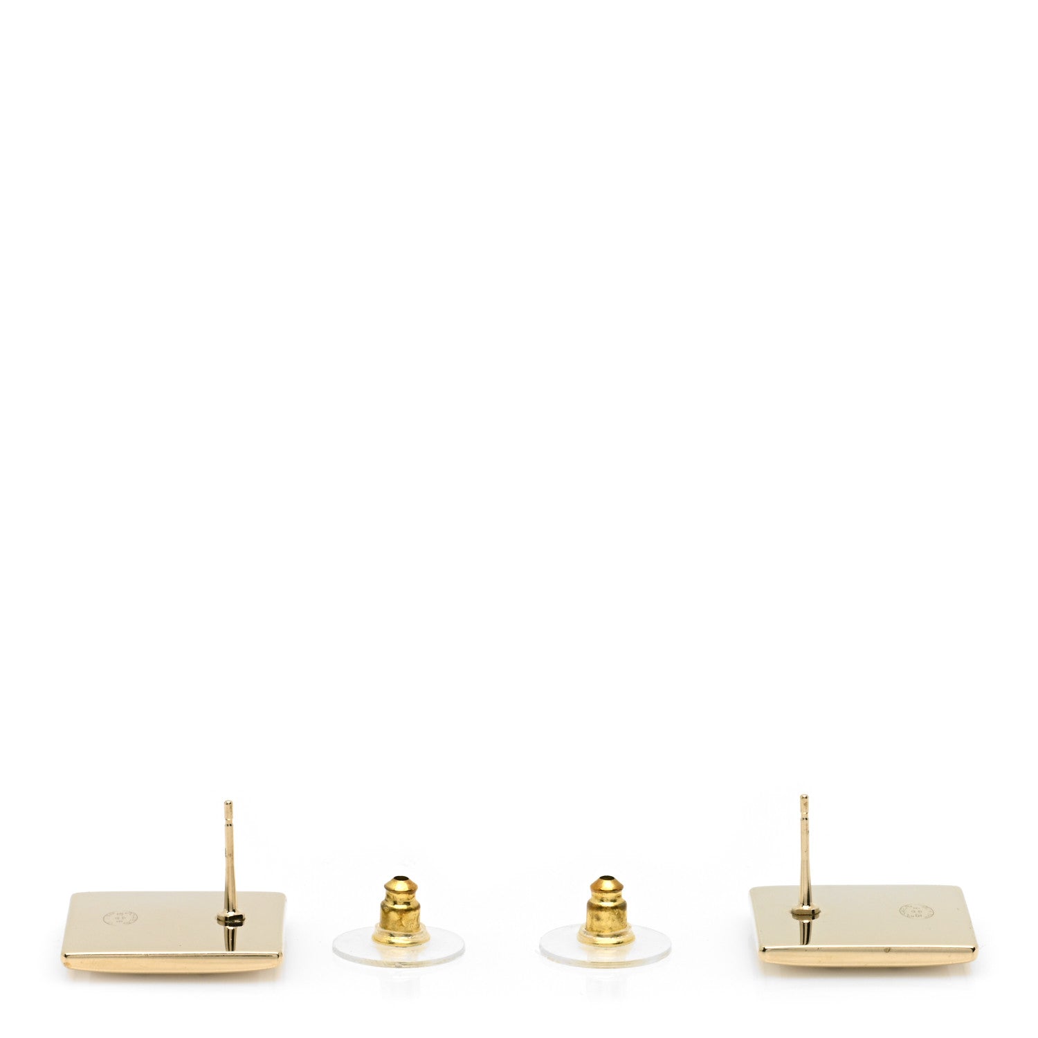 Chanel Metal Enamel CC Square Earrings Gold Black White 3 of 4